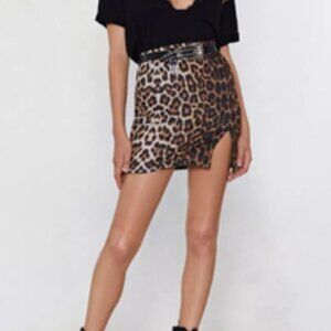 Nasty Gal -Leopard Print Slit High Waisted Skirt sz. 6